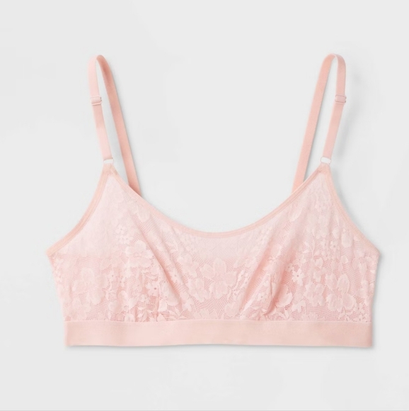 Lightly Lined Scoop Neck Pink Bralette - XS - Picture 1 of 14